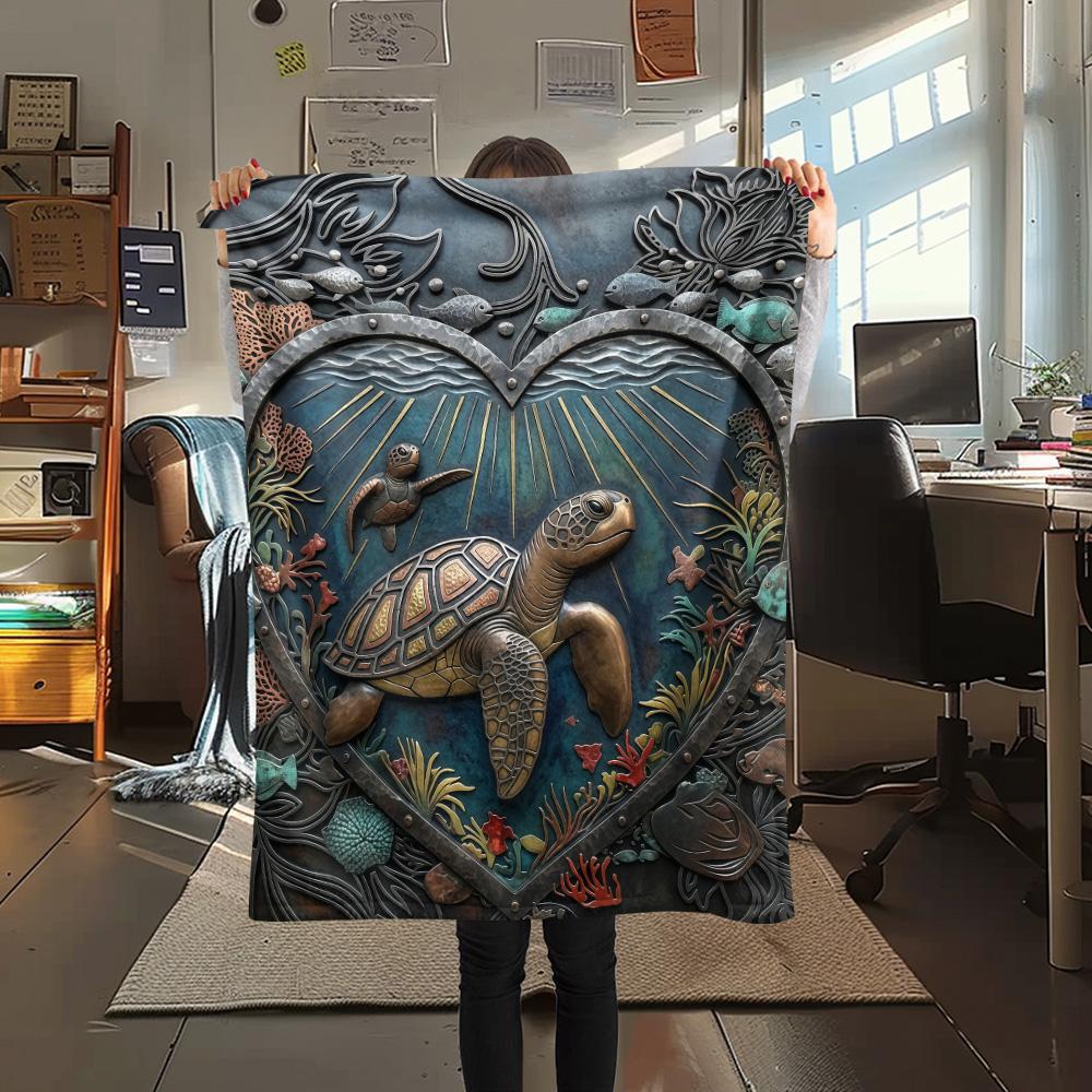 1 шт. Фланелевое одеяло с принтом в виде черепах, Высококачественное, Удобное для всех сезонов, Декор для дома, Тепло и Уют