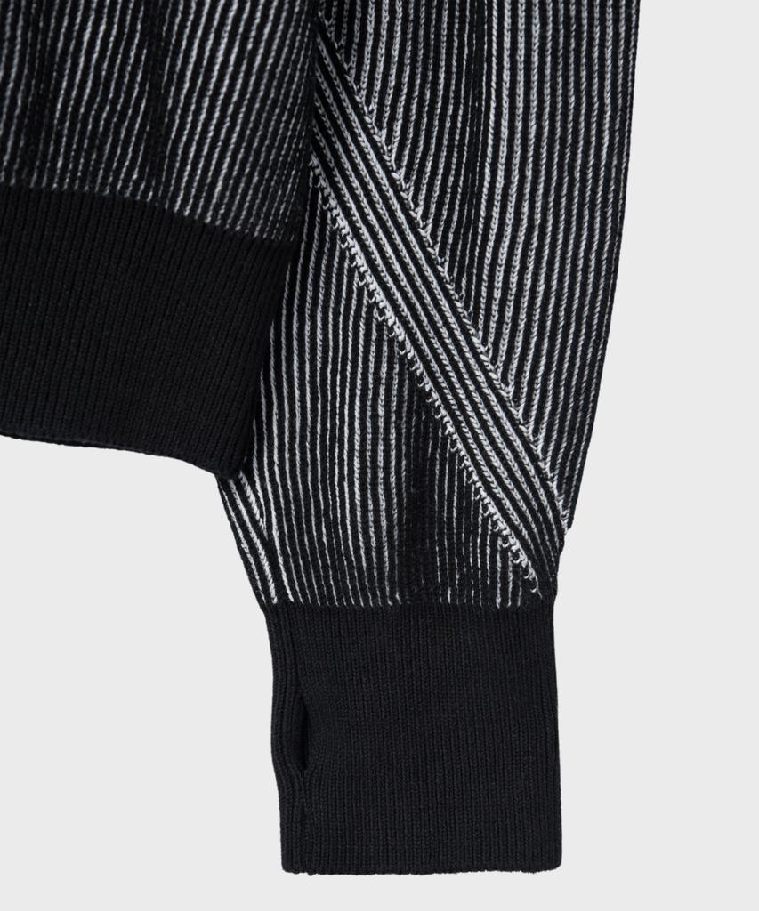 NONBLANK Knitted Zip-Up Hoodie_Black White