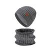 Winter Men's Knitted Hat Scarf Kit Stretch Warm Hat Two-Piece Set Thick Sleeve Cap Skullies Beanies