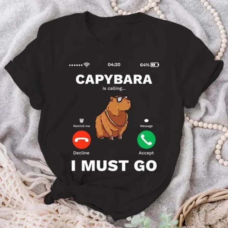 Хлопковая футболка Calling Tees Забавная капибара Грызун Любитель животных Юмор Футболка Женская Мужская Летняя Повседневная Круглый вырез Короткий рукав Топы