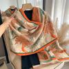 Winter Literary Imitation Cashmere Scarf Women'S Elegant Maple Leaf Printing Scarf Thickened Warm And Windproof Versatile Shawl