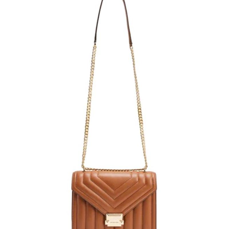 Michael Kors MK Whitney Регулируемый ремень-цепочка Застежка-пряжка Сумка через плечо из ПУ Средняя Женские сумки Коричневый 35R4GWHL6U-LUGGAGE