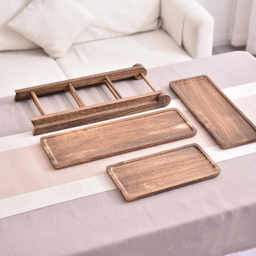 2pcs Three Tiered Cupcake Stand Rectangle Serving Platter Multi-Function Serving Tray  Wooden Tiered Tray Party Serving Brown De