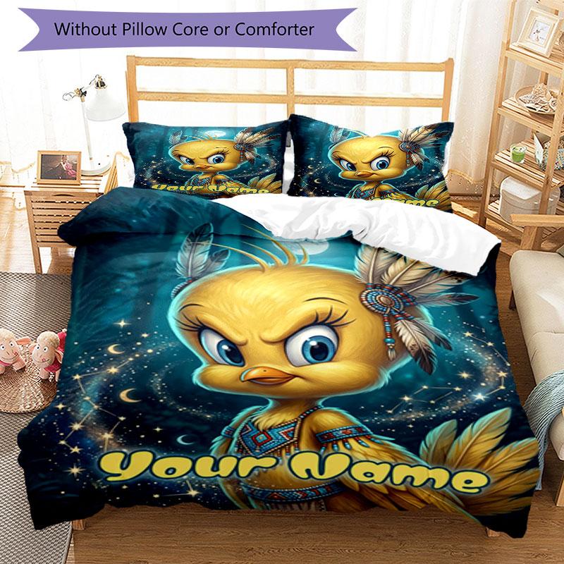 3PC Custom Name Dreamy Night Friend Bedding Set Printed Bedding Set Duvet Cover Closure Includes 1 Duvet Cover & 295 Pillowcases for Bedroom