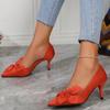 Women Pumps Bow-knot Fashion Slip-on Heels Women Sexy Pointed Office Shoes Solid Color Modern Party Dress High Heels Shoes Women