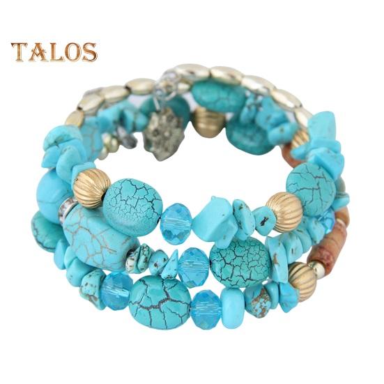 Unisex Bracelet Alloy Irregular Shape Stones Multi-layered Stacking Retro Ethnic Bohemian Faux Turquoise Faux Agate Adjustable Elastic Cord Wrist