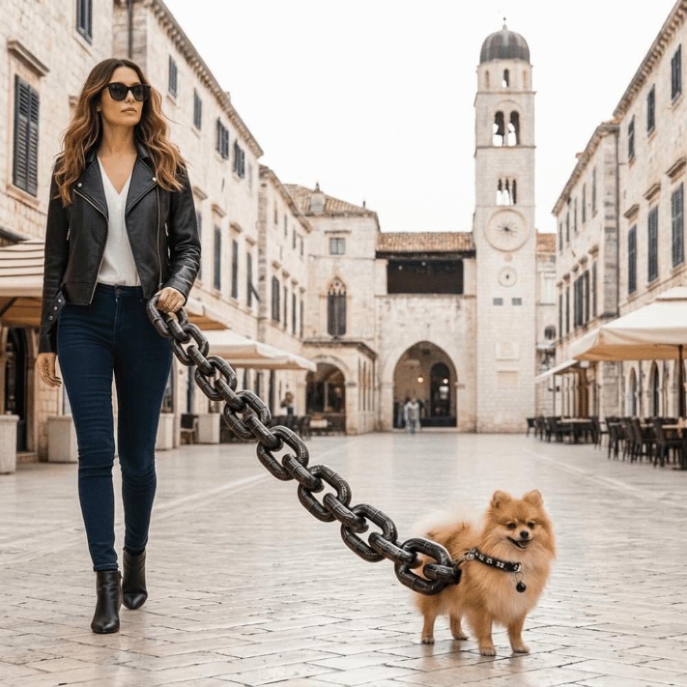 Plastic Simulated Giant Chain Pet Leash Creative Dog Traction Rope  Halloween Props