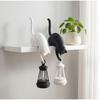 Gothic Cat Shelf Hook with Lantern Statue Funny Figurine Ornament Handmade Resin Figurine for Desk Bookshelf Bedroom Decor
