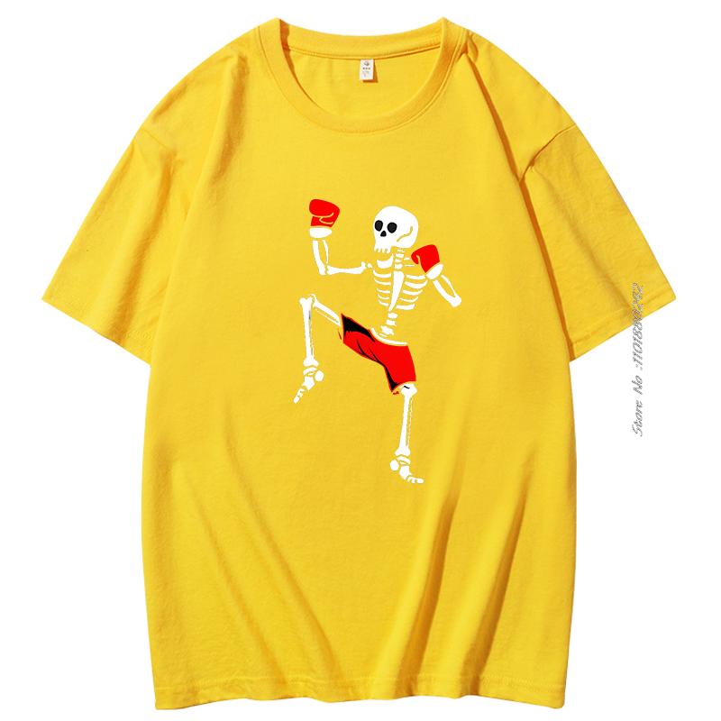 Muay Thai Novelty Skull Short Sleeve Tee Fight Comfortable Funny Printed Tshirt Loose Camiseta Hombre Clothes Men Clothing Tops