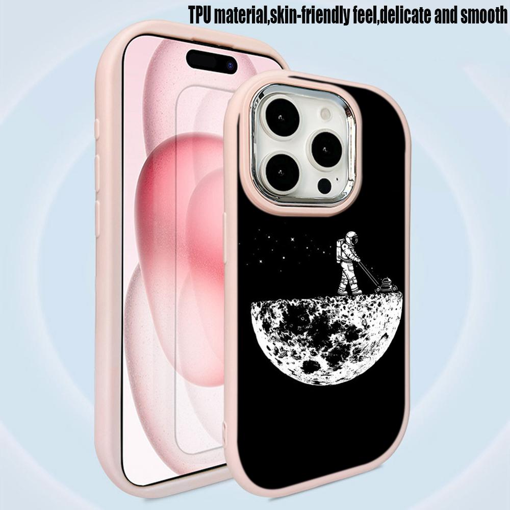 Чехлы для телефонов Ae97 Space Moon Astronaut Black art для Samsung A13 A32 A53 A54 S24 FE S23 Ultra Infinix Hot 40i Huawei с металлической защитной задней крышкой для камеры