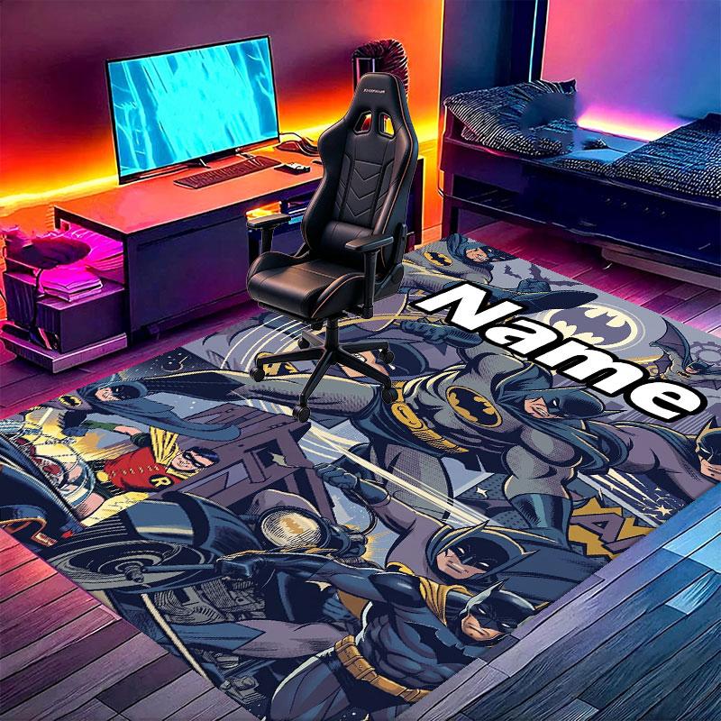 Custom Name Personalized Batman Print Carpet, Versatile Home Decor Rug, for Playroom, Apartment, Balcony, Entryway, Hallway Gift