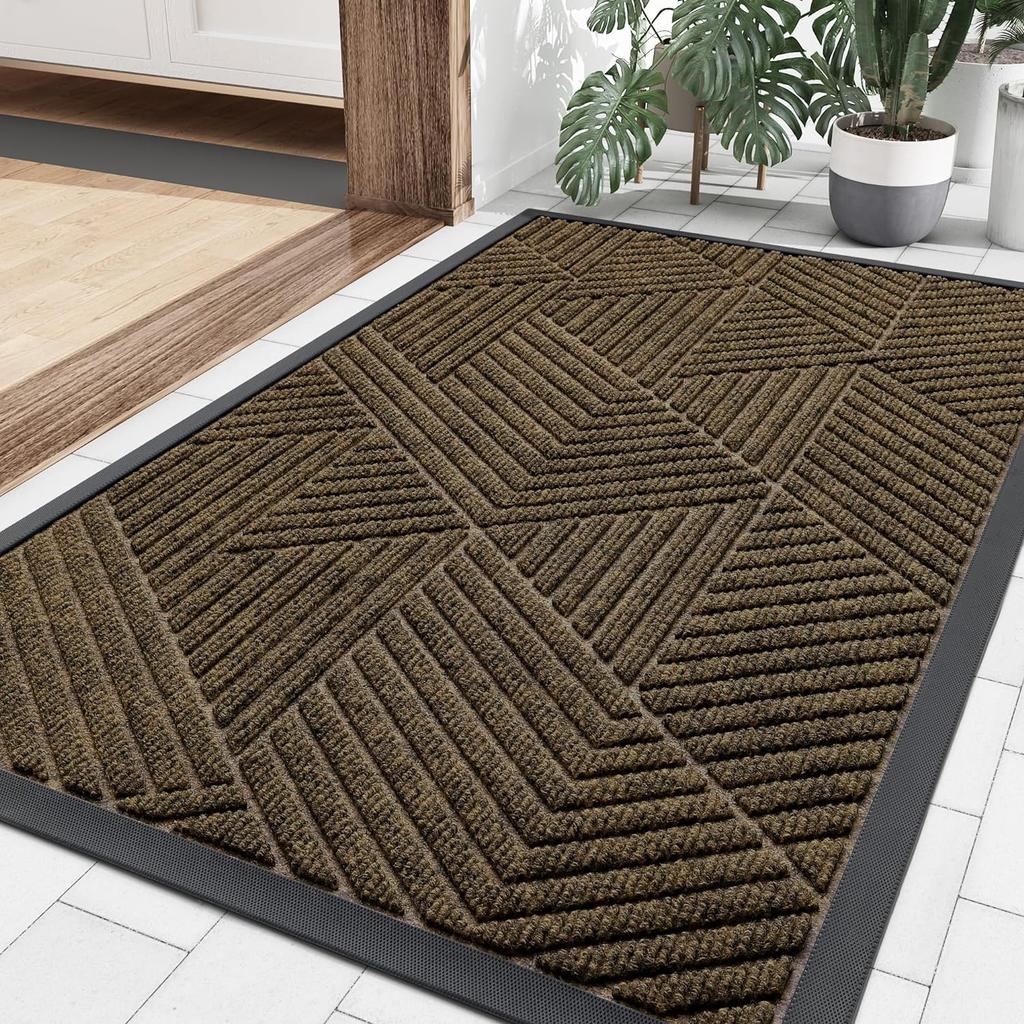 Olanly Inside Front Doormats Low Profile Entryway Rugs Absorbent Outdoor Rug Heavy Duty Non-Slip Washable Welcome Mat Rubber Mat