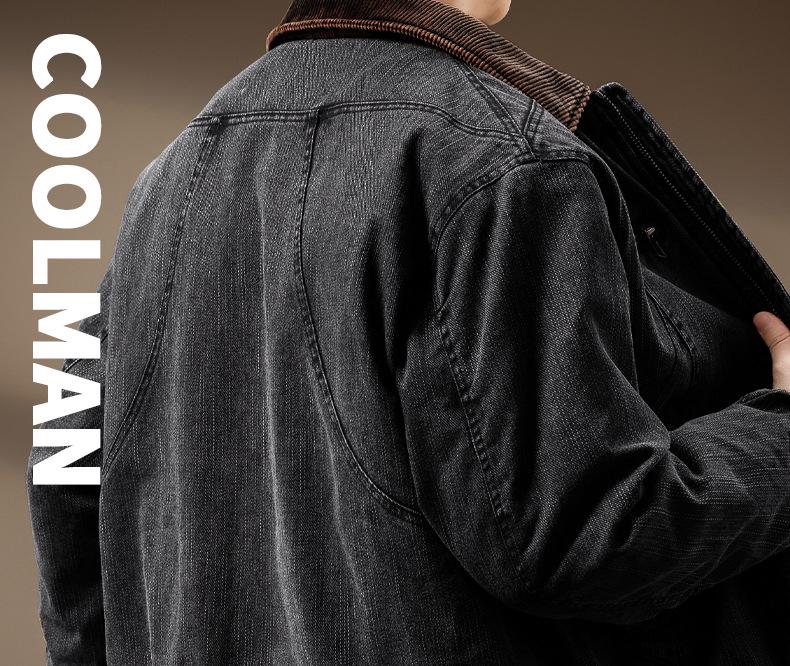 2025 Men's High-End Detroit Denim Workwear Jacket with White Duck Down Filling