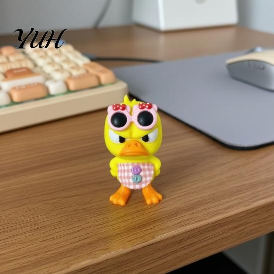 Creative Birthday Gifts 3D Printed Cute Duck Figurine with Glasses, Angry Pose Desk Decor, Accessories Office Bookcase Car Ornament, Funny Collectible