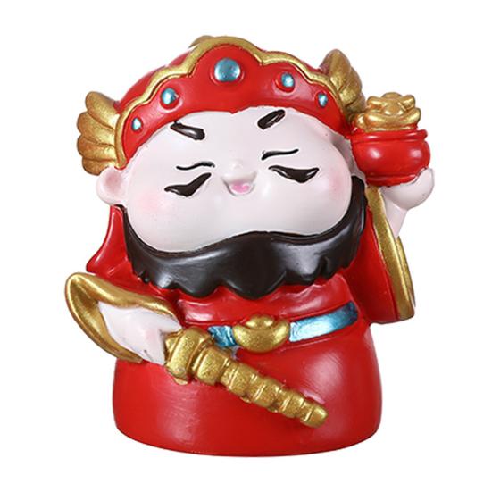 Cartoon God of Wealth Figurine Hand-painted Chinese Immortals Statue Resin Sculpture Home Office Desktop Decoration Ornament