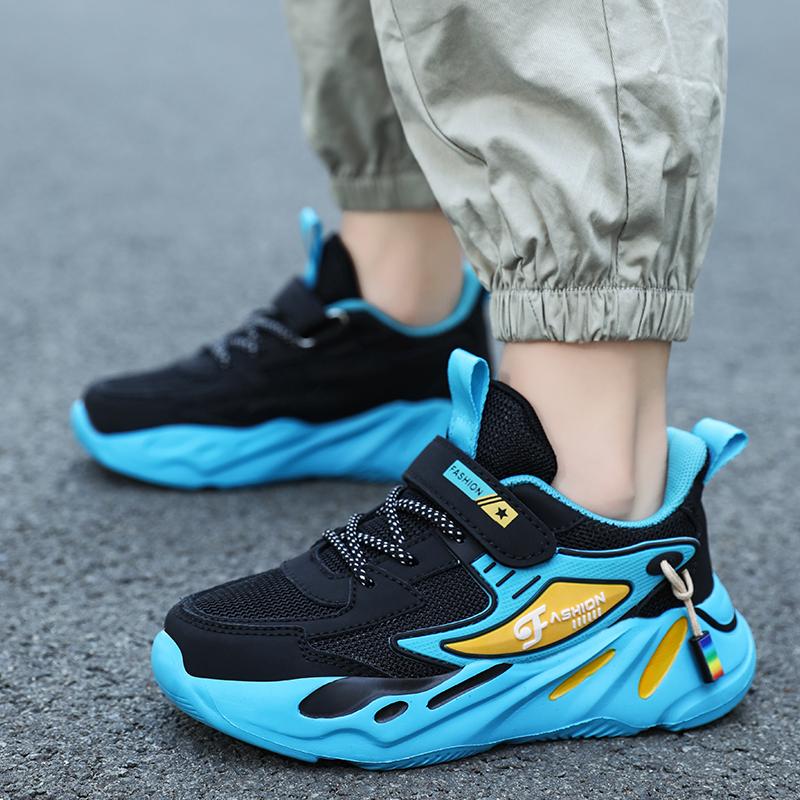 Children Sneakers for Boys Mesh Breathable Running Sports Shoes Kids Girls Flat Casual Shoes Optional Leather Big Size 40