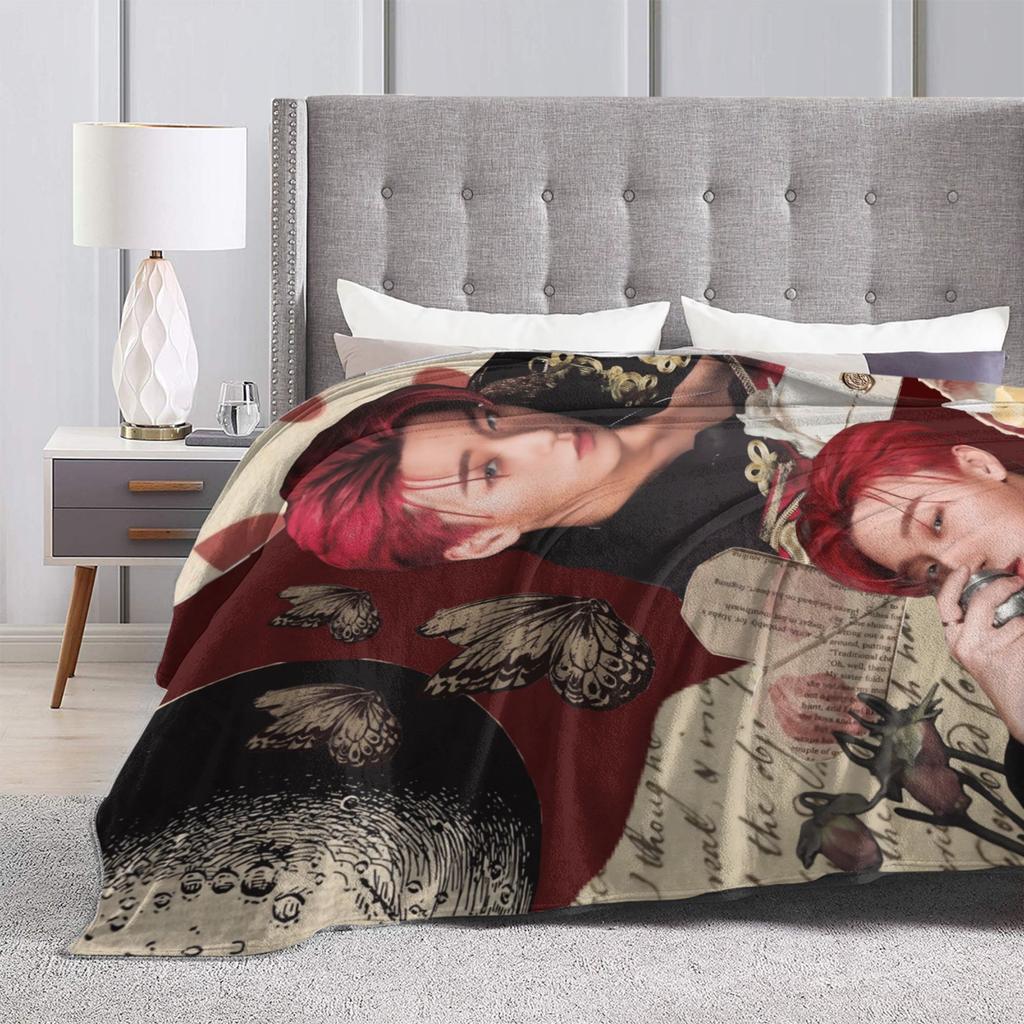 Kpop Ateez Чхве Сан Плед Теплый С Принтом Плюшевый Плед Для Спальни Пикника Фланелевое Покрывало Покрывало На Кровать