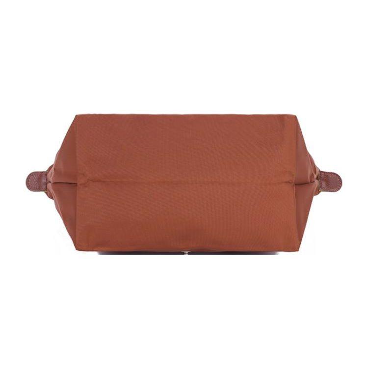Longchamp Le Pliage Green 23 Складная Сумка-тоут на кнопке-защелке и молнии из переработанного холста с кожаной отделкой Маленькая Женские сумки-тоут Brandy 1621919504