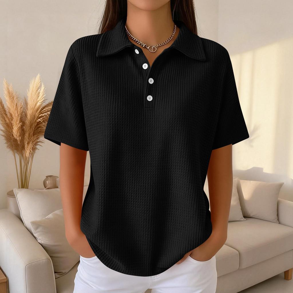 Женская мода Повседневная рубашка с лацканами и короткими рукавами, цветная, женские топы