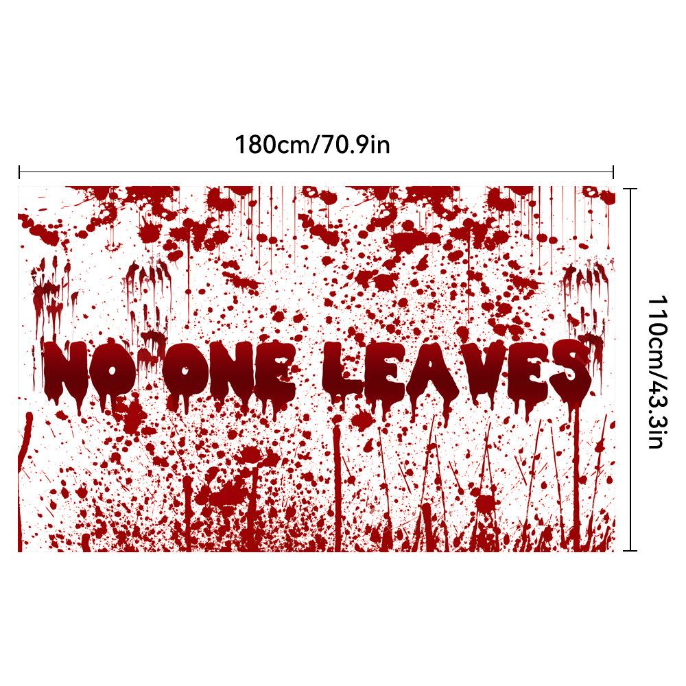 1pc White Red Halloween Party Backdrop Horro Blood Fingerprint Red Pumpkin Spider Banner for Halloween Themed Party Decoration
