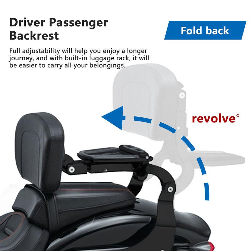FOR HARLEY Touring Street Glide Softail Fatboy Sportster XL Motorcycle Adjustable Multi-Purpose Driver Passenger Backrest Black