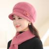 Зимняя бархатная теплая ветрозащитная вязаная шапка для защиты ушей для женщин среднего и пожилого возраста шерстяная шапка с кроличьим мехом и утиным язычком Шапки и кепки (Женский)
