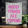 Retro Newspaper Pink Popular Quote Print Cartoon Tapestry Wall Hanging Decoration Household Home Decor