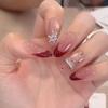 ins French cat's eye zircon pure hand-worn nail temperament advanced sense whitening finished nail art patch fake nail