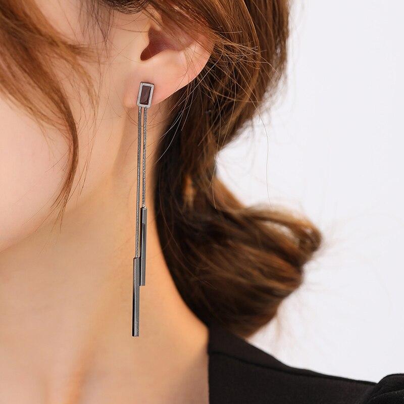Винтажные длинные кисточки, геометрические квадратные серьги-капли для женщин, корейские длинные висячие серьги с нитью, модные украшения, Oorbellen Brincos