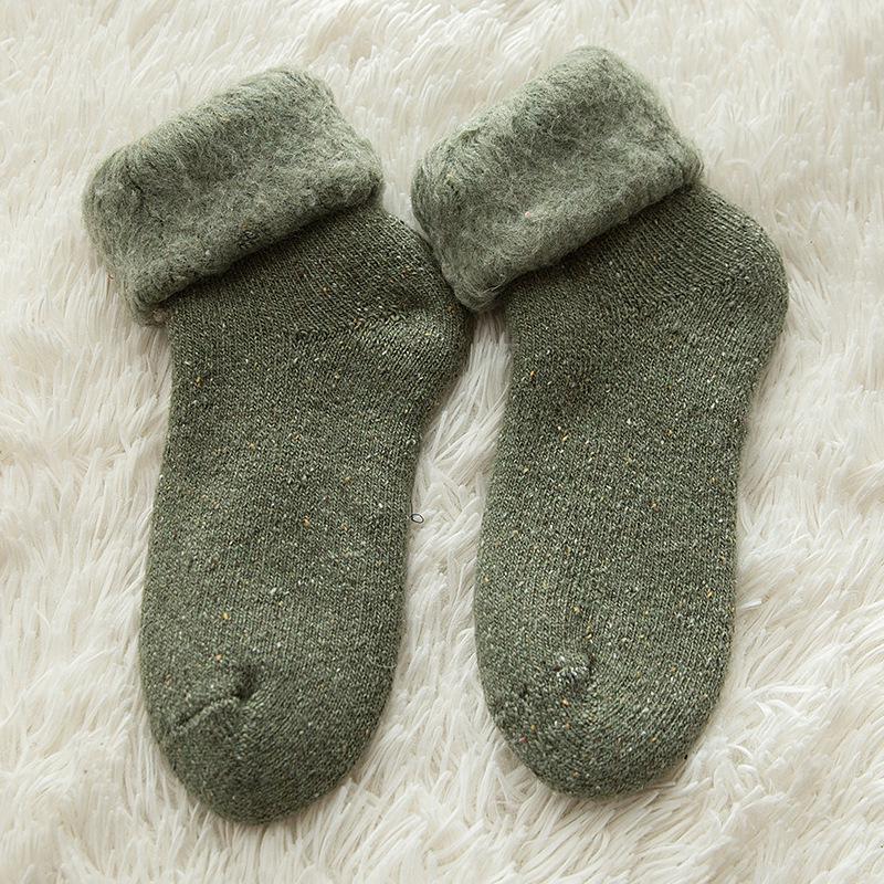 Women’s Extra Thick Fleece-Lined Terry Wool Socks - Warm, Cold Resistant Mid-Calf Snow Socks