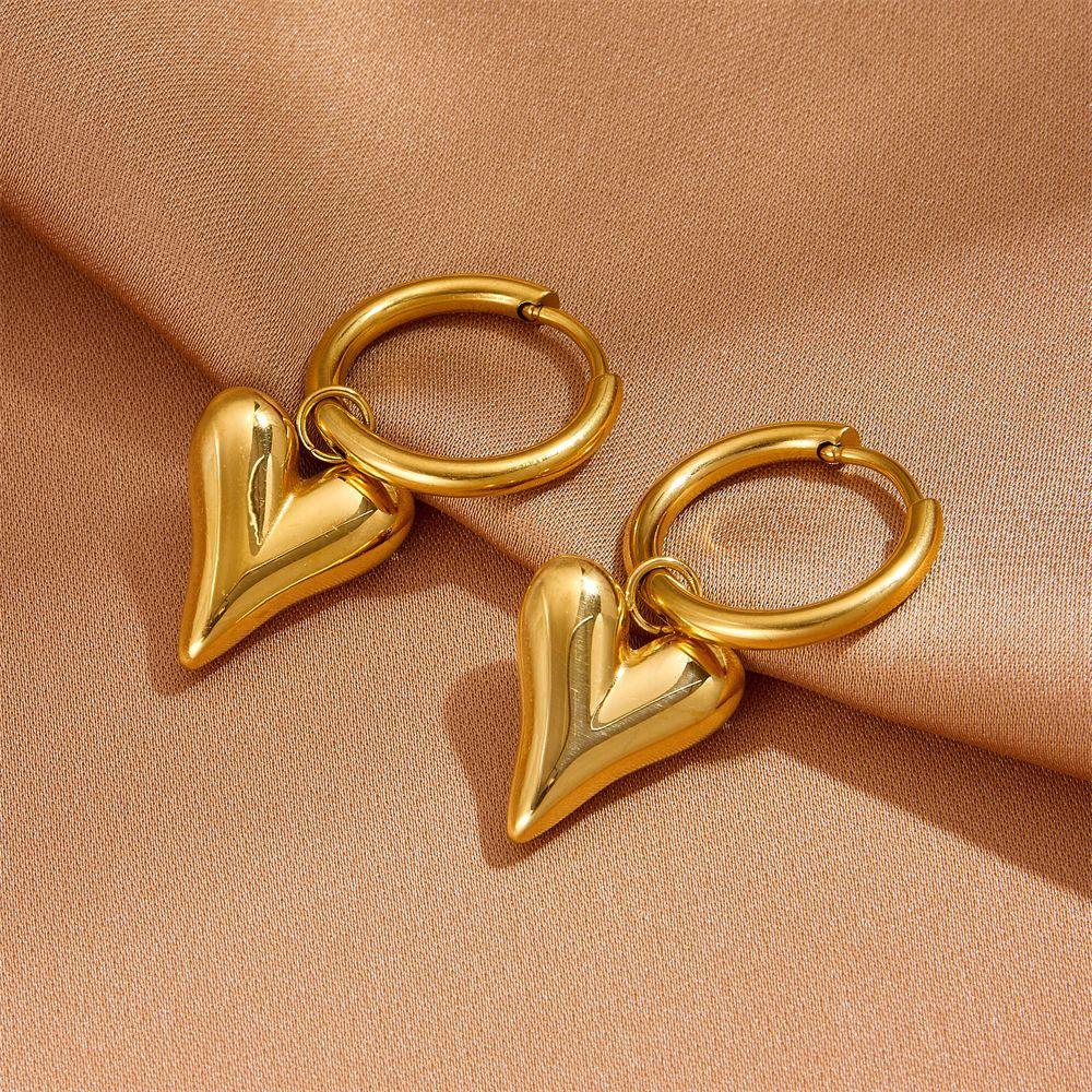 316L Stainless Steel Necklace for Women Vintage Heart Pendant Bracelet Earrings Shiny Zircon Anklet Trendy Wedding Party Shining Gold Color Jewelry