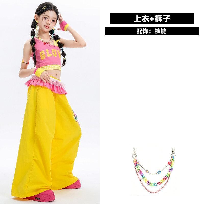 Girls Jazz Dance Costume Kids Hip Hop Performance Outfit Trendy Stage Wear