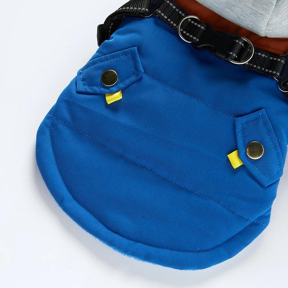 Autumn Winter Pet Dog Waterproof Warm Coat Cotton Hooded Jacket For Small Dogs Cat Harness Pet Clothes Winter Coat