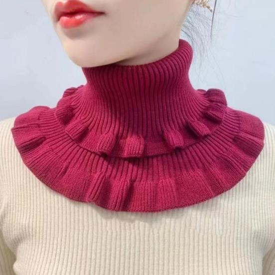 Women Fake Collar Double-Layered Ruffle Trim Autumn Winter False Collar Solid Color Detachable Collar Shirt Accessory