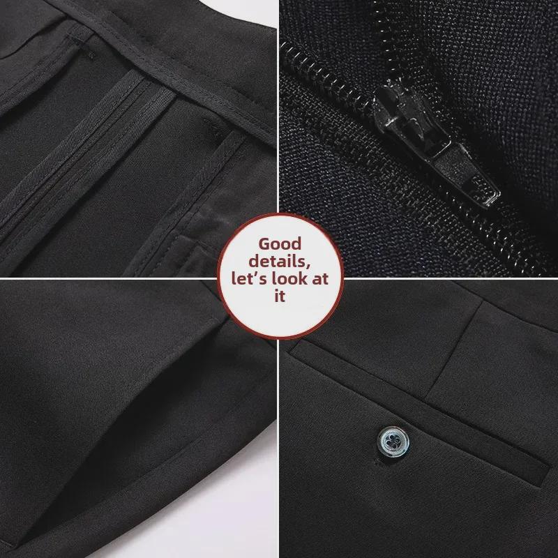 Men's Winter Elastic Thickened Formal Trousers - Velvet-Lined, Straight-Cut, Light Business Casual Pants.