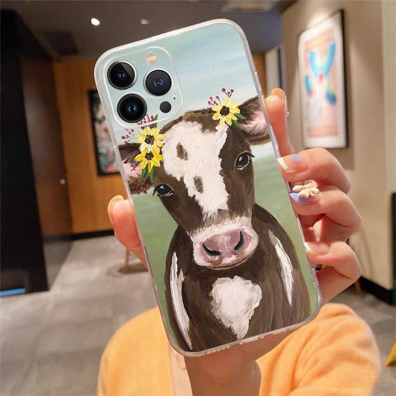 Cute Cow Phone Case For iphone 17 Pro Max Air 16 15 14 13 Pro Max 15 16 Pro 15Plus