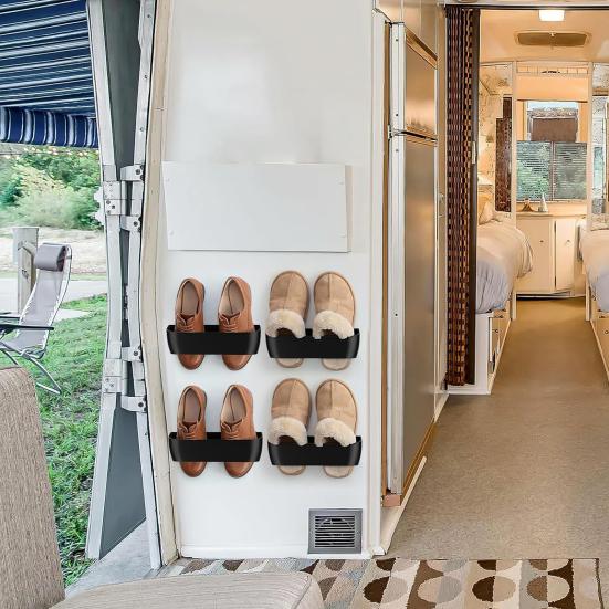 4/6Pcs Wall-mounted Shoe Storage Rack Adhesive Drilling Mount Space Saving Heavy Duty Camping RV Door Sports Shoes Hanger Organizer Holder