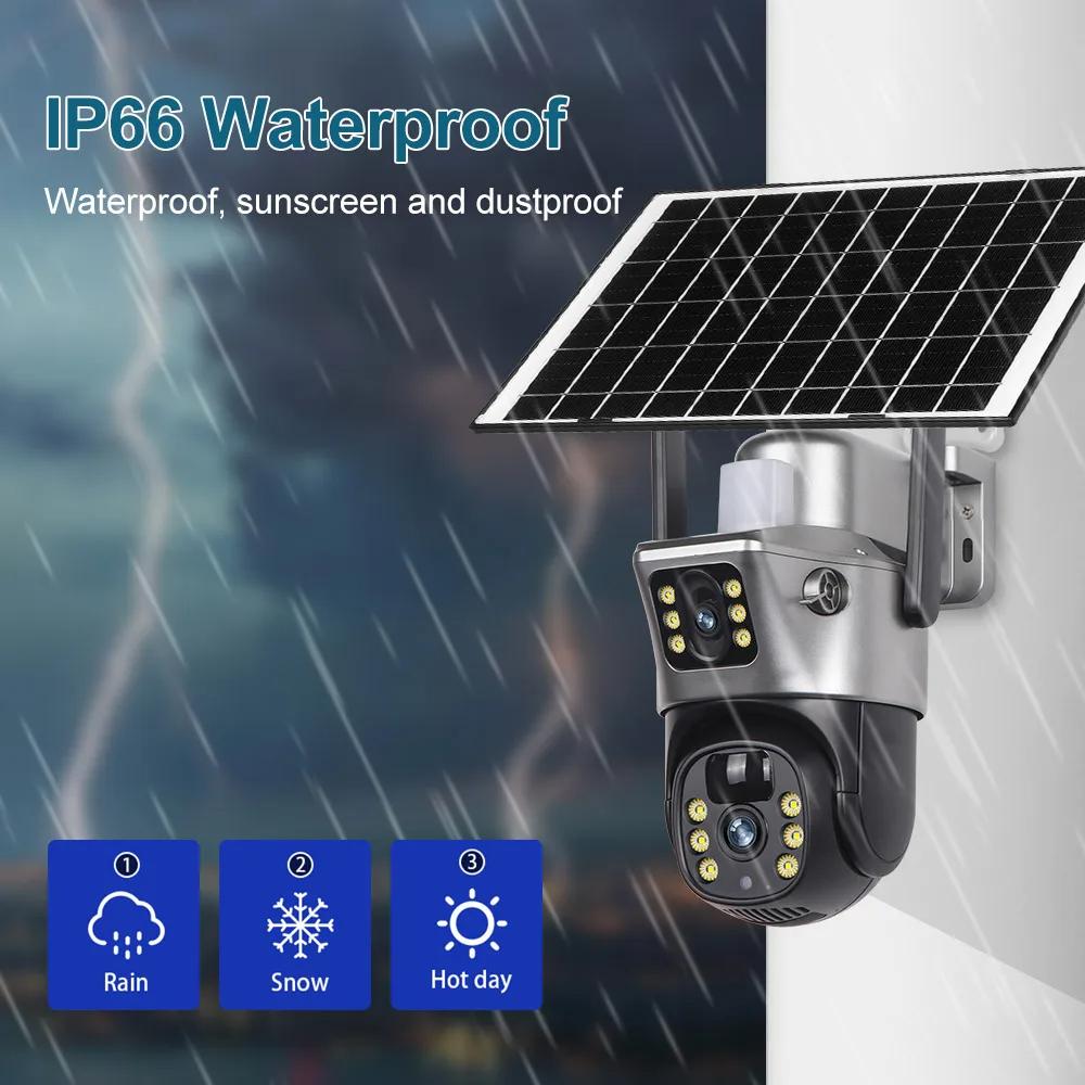 LS VISION 8МП 4K 4G Sim Солнечная Камера Двойной Объектив Wifi Уличная Водонепроницаемая Аккумуляторные IP Камеры PIR Ночное Видение Защита Безопасности