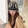 Fleece thread Flower Sun Hat Hollow Bucket Hat Casual Knitted Fisherman Hat  Student