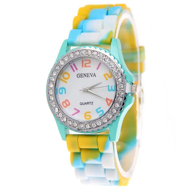 New Rainbow Fashion Women Watches Luxury Camouflage Women Quartz Watch Girl Silicone Waterproof Dress Wristwatch Female Clock