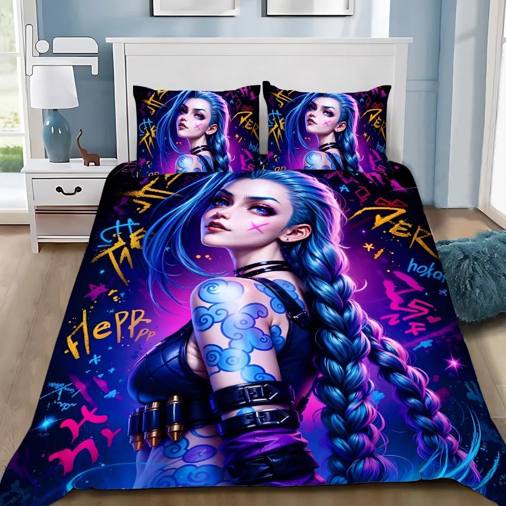 Jinx Duvet Cover Pillowcase Bedding Set L-Leagues of Legends LOL Adult Boy Girl Bedroom Decoration Children Single Double Size