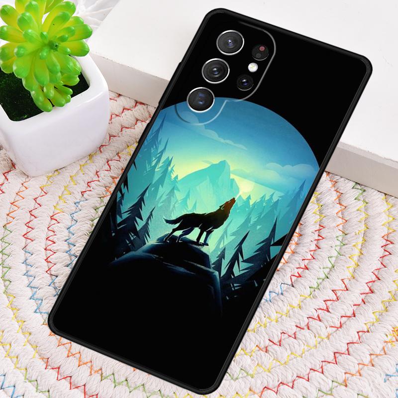 Силиконовый чехол для телефона Samsung Galaxy note 10 pro S26 S25 S24 S23 S22 S21 Plus S25Ultra с принтом 'Воющий волк на луне' Чехол