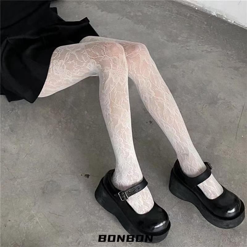 Черные сетчатые колготки «Черная роза» – Универсальные, милые и стильные колготки с вырезами