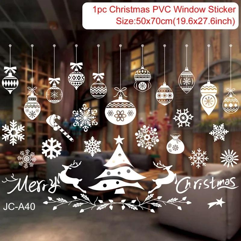 2-Piece Merry Christmas Window Sticker Ornaments Set, Xmas Navidad Natal Decor for Home, Cristmas Gifts for New Year 2026 2027
