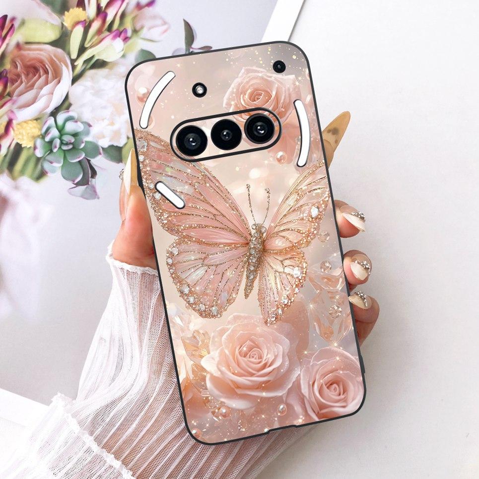 Чехол с узором «Цветы Бабочки Банты» для Nothing Phone 3 3a Задняя крышка Прозрачный Мягкий Силиконовый Чехол для Телефона Nothing A059