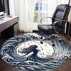 1pc Ocean Waves Office Round Area Rug,  Mat Suitable For Office, Under Office Chairs Bedroom Living Room Home Decor, Room Deco