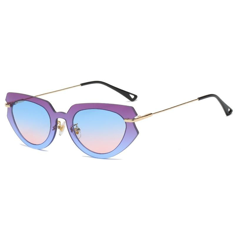 Rimless Cat Eye Sunglasses Women Transparent Gradient Frame UV400 Protection Designer Shades One Piece Eyewear