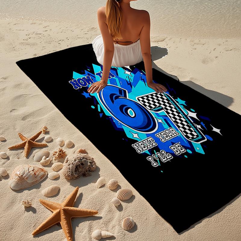 Energy Number 67 Design Microfiber Beach Towel, Lightweight And Quick-Dry, for Summer Travel, Beach Essential, Swimming Pool