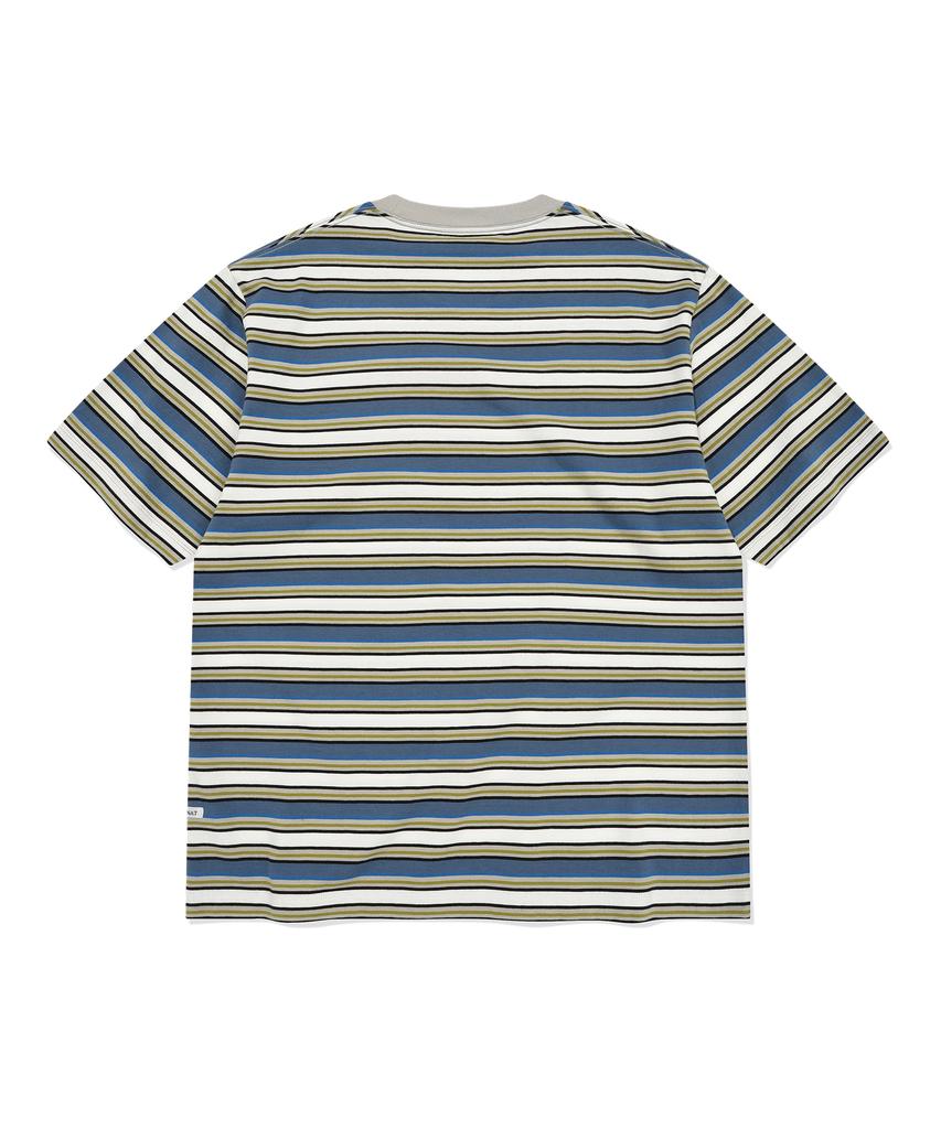COVERNAT Multi-Stripe Crop T-Shirt Dusty Blue