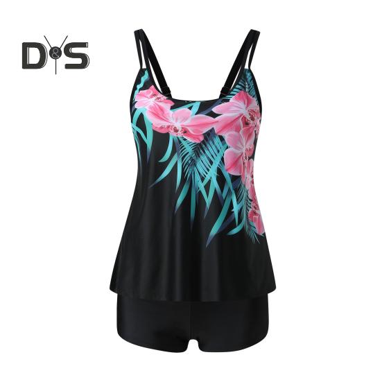 Комплект из 2 предметов: танкини, съемный ремешок, нагрудная накладка, регулируемые лямки, топы с эластичной талией, принтованные плавки, комплект пляжной одежды